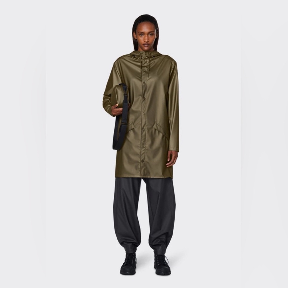 RAINS Long Jacket Metallic Mist